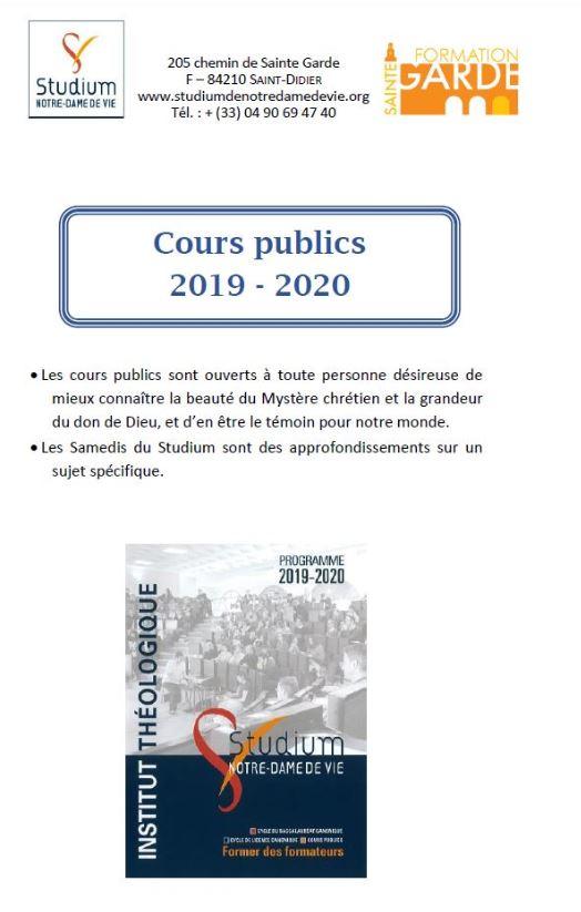 Programme 2019-2020 des cours publics
