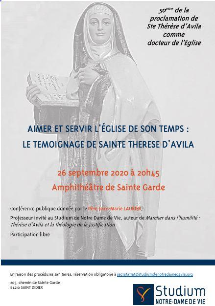 Conférence publique : "Aimer et servir l'Eglise de son temps : le témoignage de sainte Thérèse d'Avila"